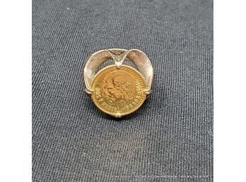 14kt Yellow Gold Ring With 2.5 Pesos 1945 Gold Coin