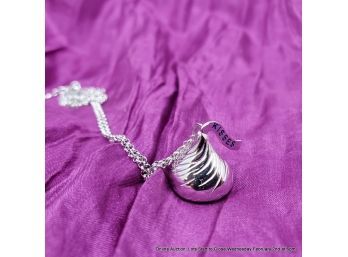 Adorable Hershey's Kiss Sterling Silver Pendant With Chain