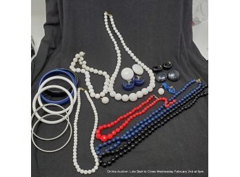 Lot Of Misc. Red, White, Blue And Black Costume Jewelry