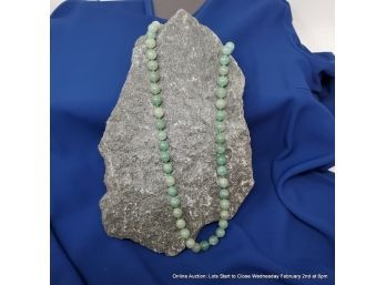 Hand Knotted Strand Of Green Jadeite Beads