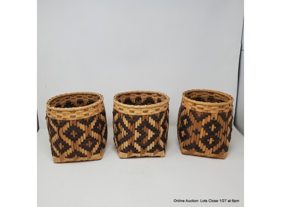 Three Handwoven Cherokee Indian Baskets
