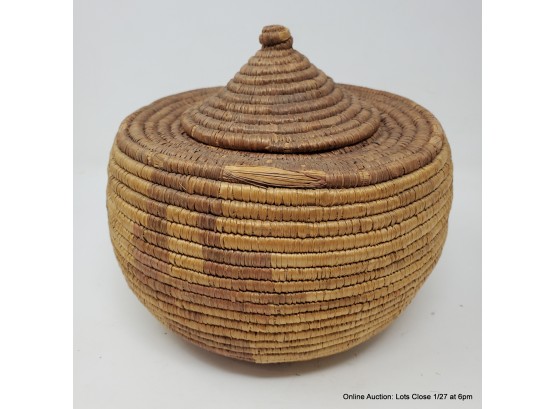 Coiled Lidded Imbricated Basket