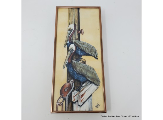Watercolor On Paper By Larry Dalrympl 'Pelican'