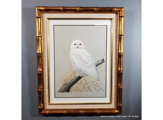 Snowy Owl Offset Lithograph Zella Schultz 867/1000, 1975