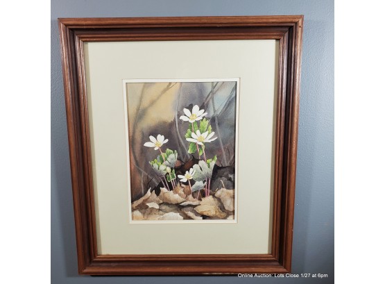 June McDowell Watercolor On Paper Floral Scene
