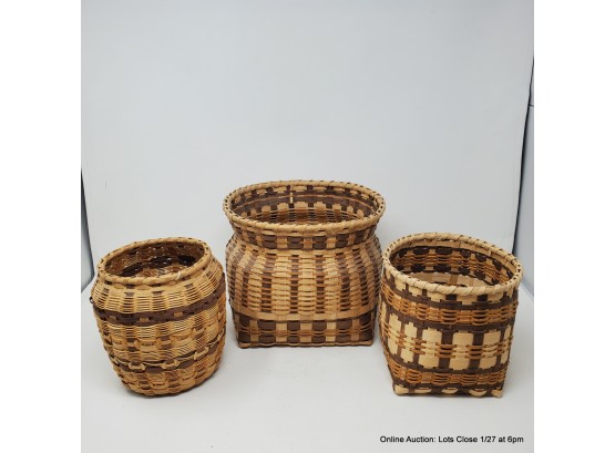 Three Cherokee Indian Baskets