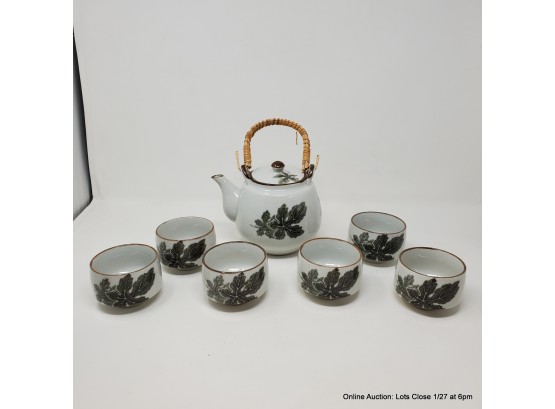 Japanese Style Tea Set With Botanical Motif