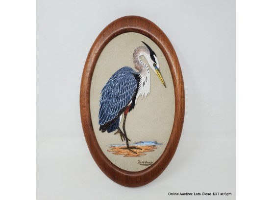 Carved Leather Heron By Thomas & Mary Felsburg