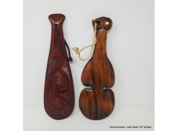 Carved Wood Maori Pieces From New Zealand