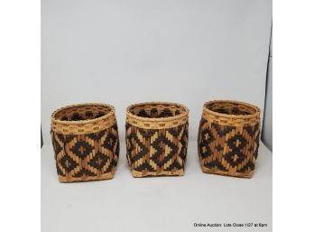 Three Handwoven Cherokee Indian Baskets