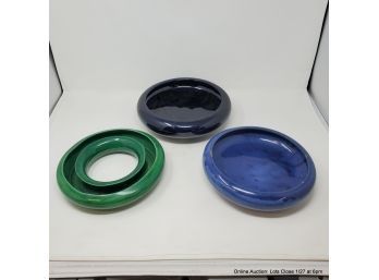 Three Pottery Centerpiece/Ikebana Bowls