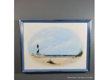 Larry Williams, Acrylic On Canvas, Beach With Lighthouse