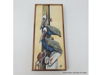Watercolor On Paper By Larry Dalrympl 'Pelican'