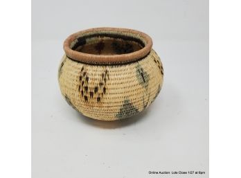 Small Imbricated Basket With Butterflies