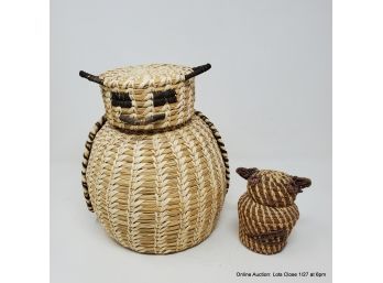 Pair Of Animal Form Papago Baskets
