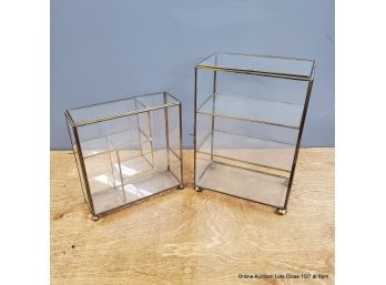 Two Brass & Glass Display Cases