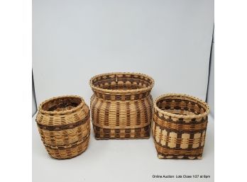 Three Cherokee Indian Baskets