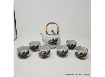 Japanese Style Tea Set With Botanical Motif
