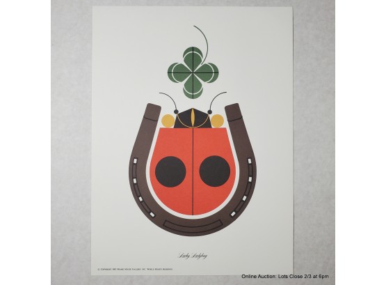 Charley Harper Lucky Ladybug Serigraph 1983