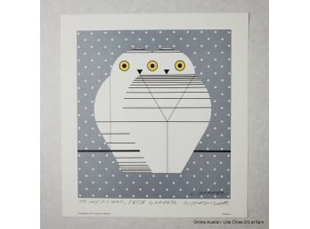 Charley Harper Twowls Pencil Signed And Inscribed Offset Lithograph