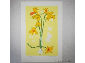 Brett Harper-1976 Daffodils 42/250 Serigraph Pencil Signed  Unframed 19.5x13.5'