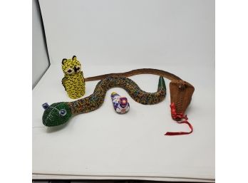 Beaded And Carved Wood Critters