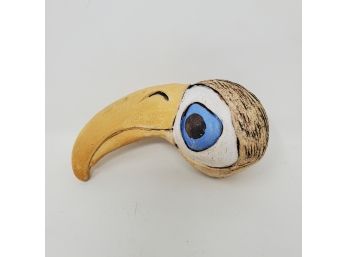 Pottery Parrot Head Rattle Signed 'Troh'