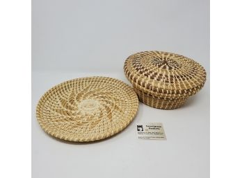 Handwoven Sweetgrass Basket And Tray Mary Jane Bennet