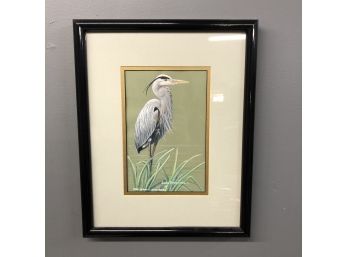 Joan Sharrock, Great Blue Heron, Watercolor Pencil On Paper