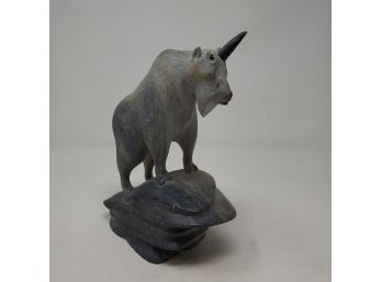 Carved Stone Mountain Goat 'chuck Poupart'