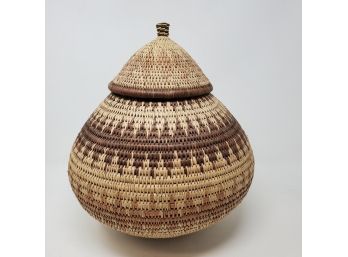 Handwoven Lidded Basket From Swaziland