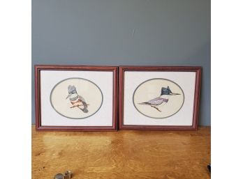 Two Unsigned Watercolors Kingfishers