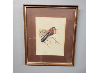 A. Smith 1979, Bird On Thorn Bush, Watercolor On Paper