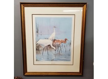 Richard Evens Younger, Whooping Crane, Offset Lithograph Pencil Signed 1968