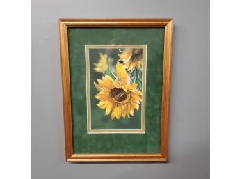 Yellow Finch On Sunflower, Gouache On Paper, Janene Gunde 1997