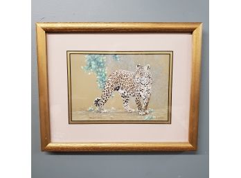 Joan Sharrock, Standing Leopard, Watercolor And Pencil