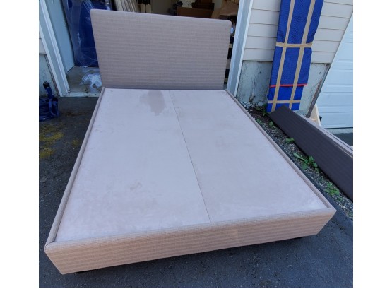 Queen Sized Uphosltered Platform Bed With Headboard And Upholstered Frame