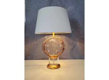 John Richard Acrylic Based Table Lamp With Crystal Accents And Gold Wash Shade.