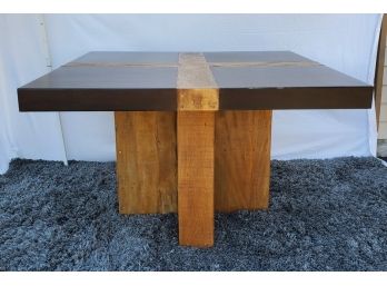Salvaged Wood Cross-banded Square Center Table