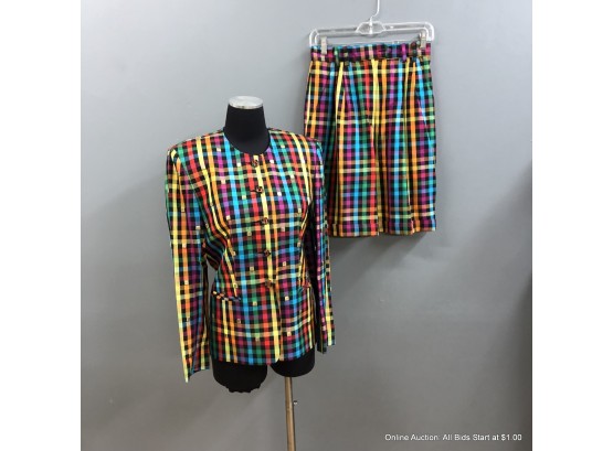 Sanda Roth Multi-colored Plaid Shorts And Jacket Set