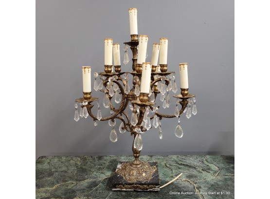 Ornate Brass And Crystal Table Lamp
