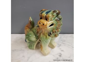Ceramic Foo Dog With Green Glaze