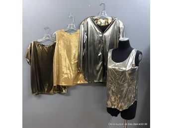 Lot Of Four (4) Gold And Silver Lame Tops