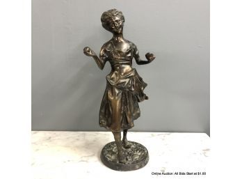 Brass Statue Of Girl Standing 15.5' Tall