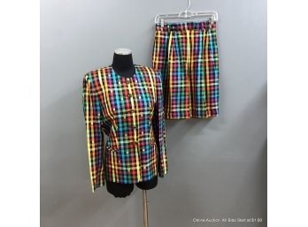 Sanda Roth Multi-colored Plaid Shorts And Jacket Set