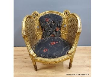 Ornate Gilt Side Chair With Caned Panels