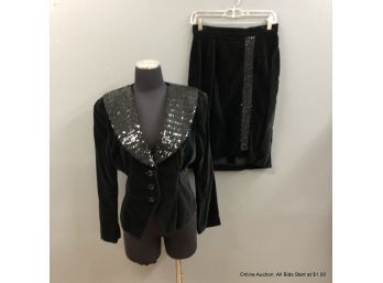 Hapeau Velvet 2-piece Skirt And Jacket Set