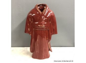 Red Asian Inspired Torso Ceramic Vessel
