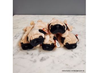 Five (5) Beanie Baby Pug Puppies Pugsley
