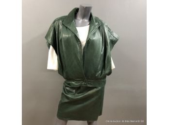 Leather Factory Green Leather Vest & Skirt Set